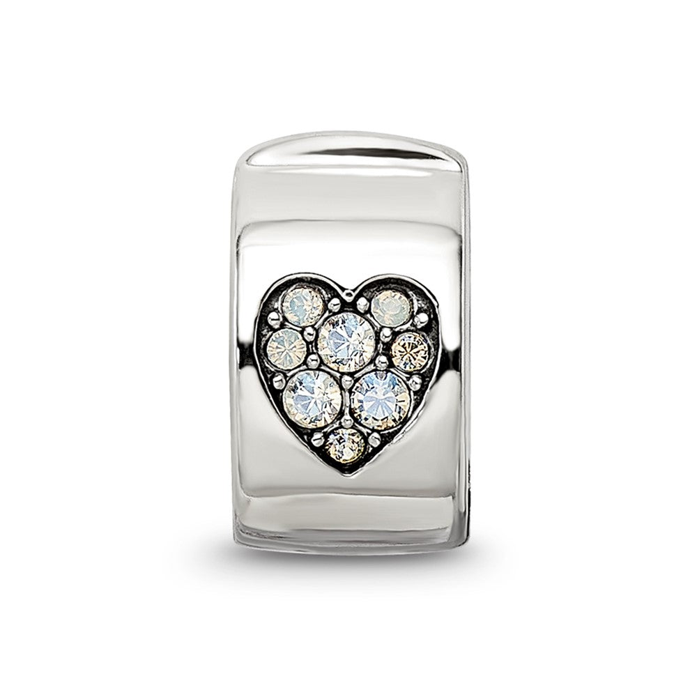 Sterling Silver Reflections Crystal Heart Clip Bead