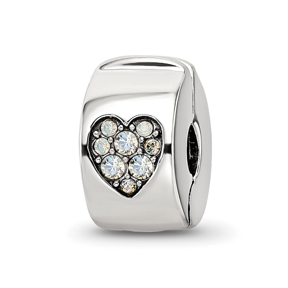 Sterling Silver Reflections Crystal Heart Clip Bead