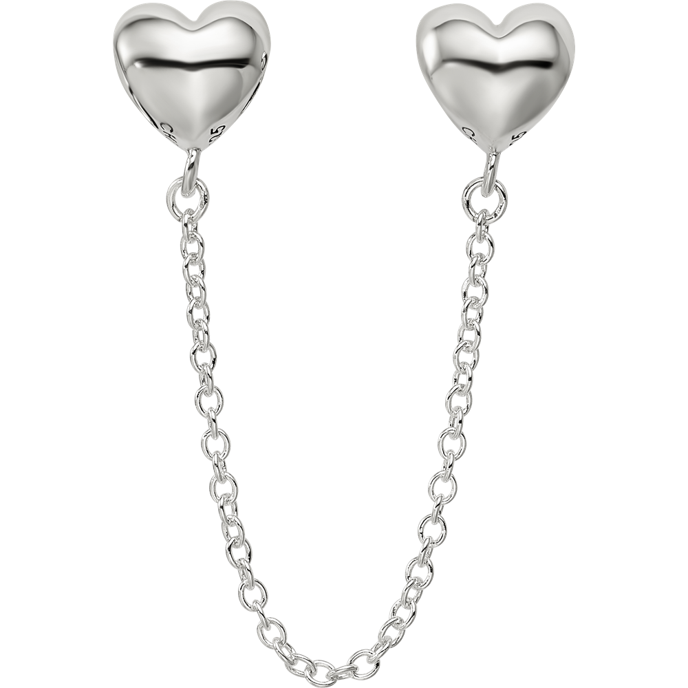 Sterling Silver Reflections Polished Hearts Safety Chain