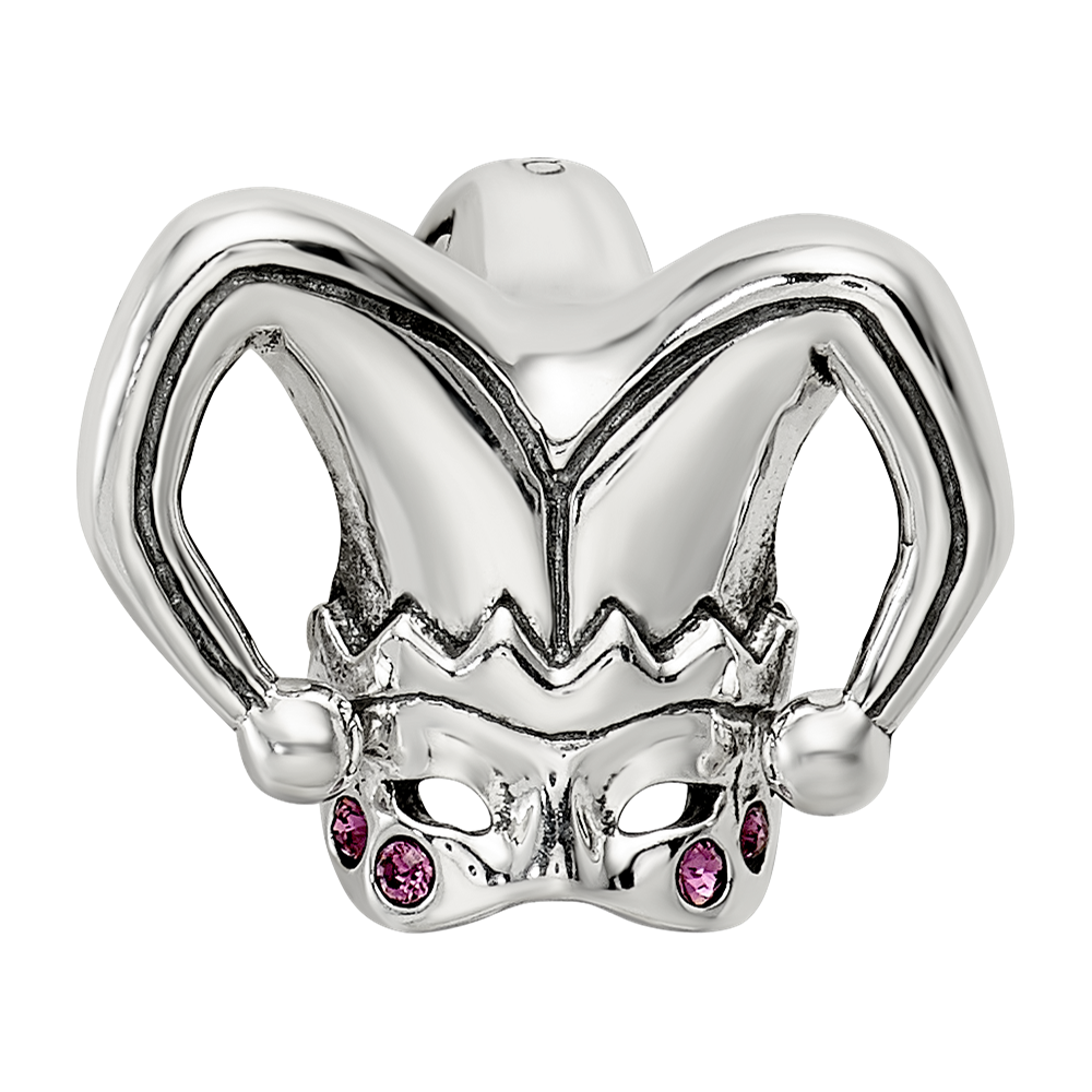 Sterling Silver Reflections Crystals Jester Mask Bead