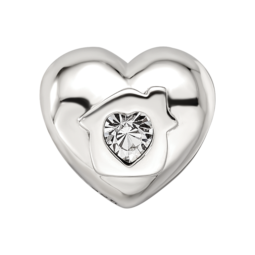 Sterling Silver Reflections Crystals Love Resides Heart Bead
