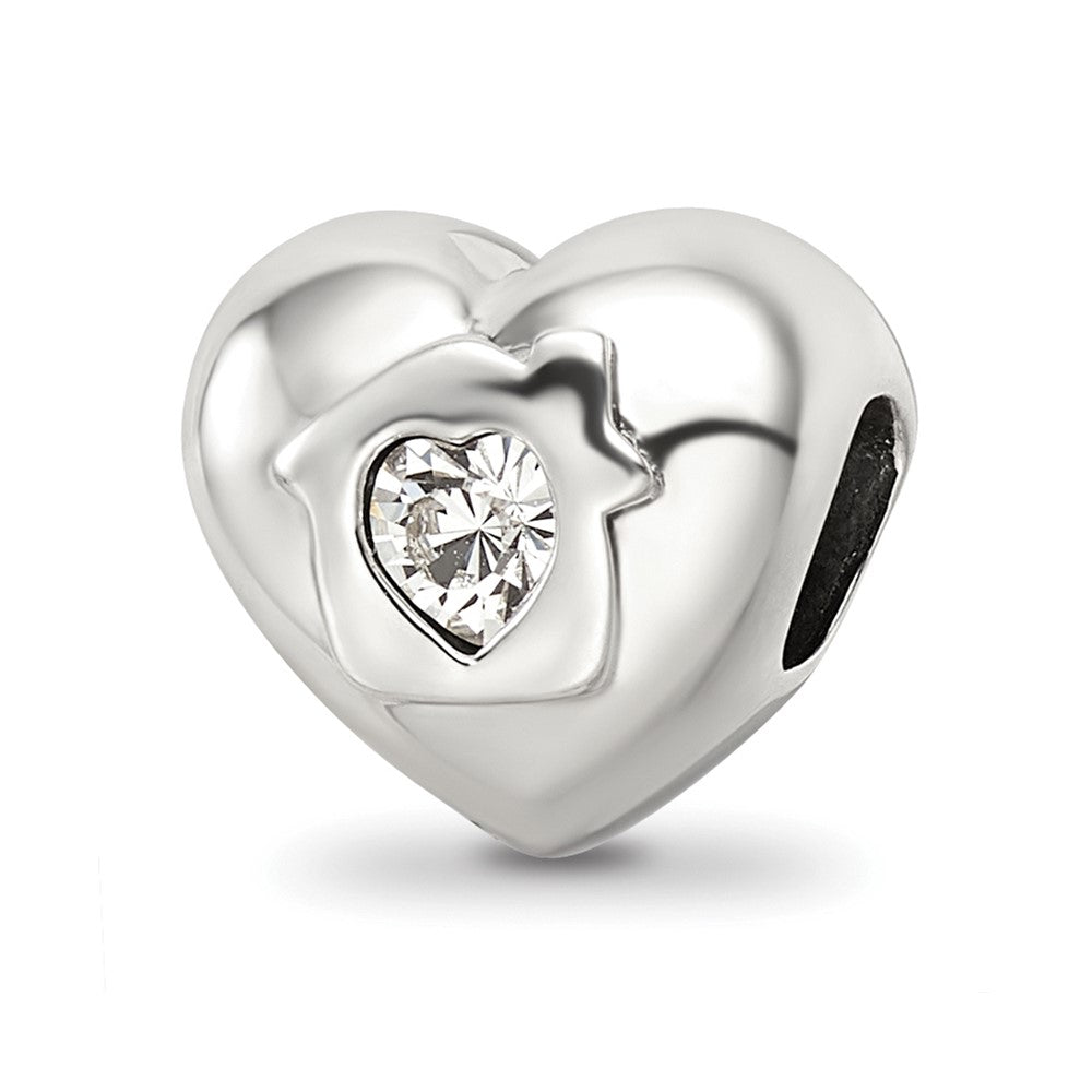 Sterling Silver Reflections Crystals Love Resides Heart Bead