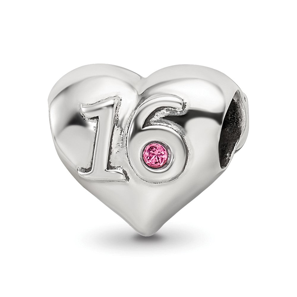 Sterling Silver Reflections Crystals Sweet 16 Heart Bead