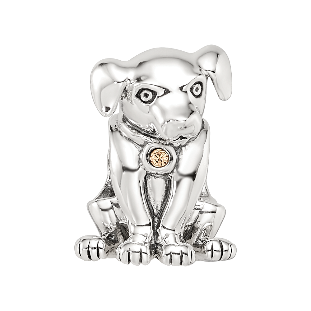 Sterling Silver Reflections Crystal Lab Puppy Bead