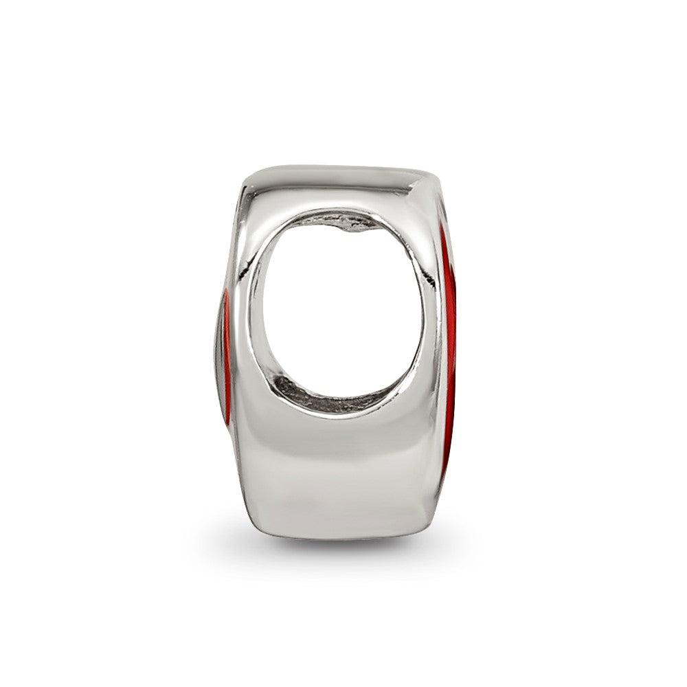 Sterling Silver Reflections Rh-plated Red Enamel LOVE & Heart Bead