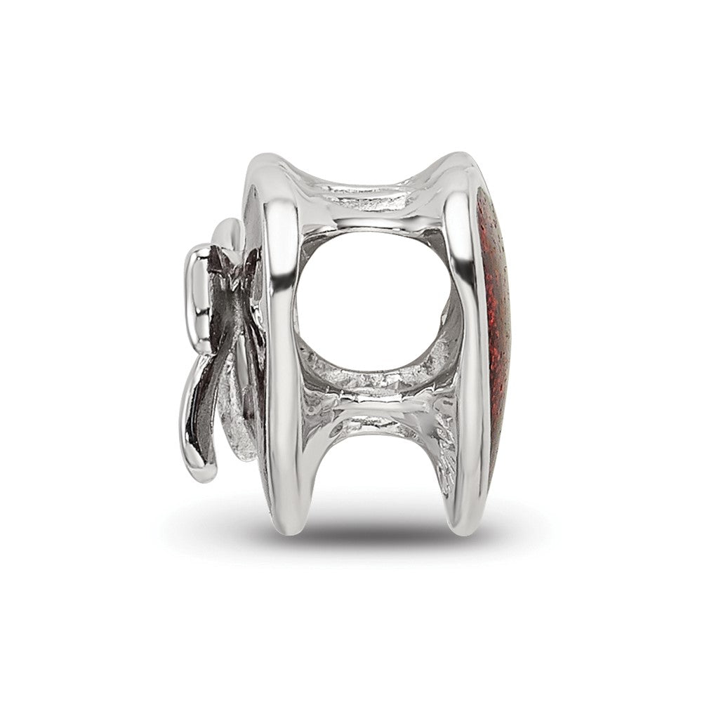 Sterling Silver Reflections Rhodium-plated Red Enameled Heart Bead