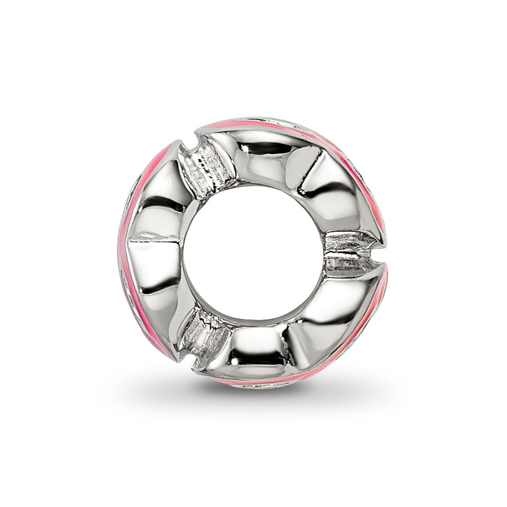 Sterling Silver Reflections Rhodium-plated Pink Enameled 18 Bead