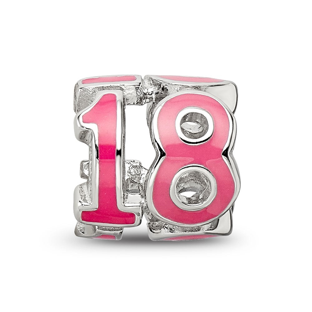 Sterling Silver Reflections Rhodium-plated Pink Enameled 18 Bead
