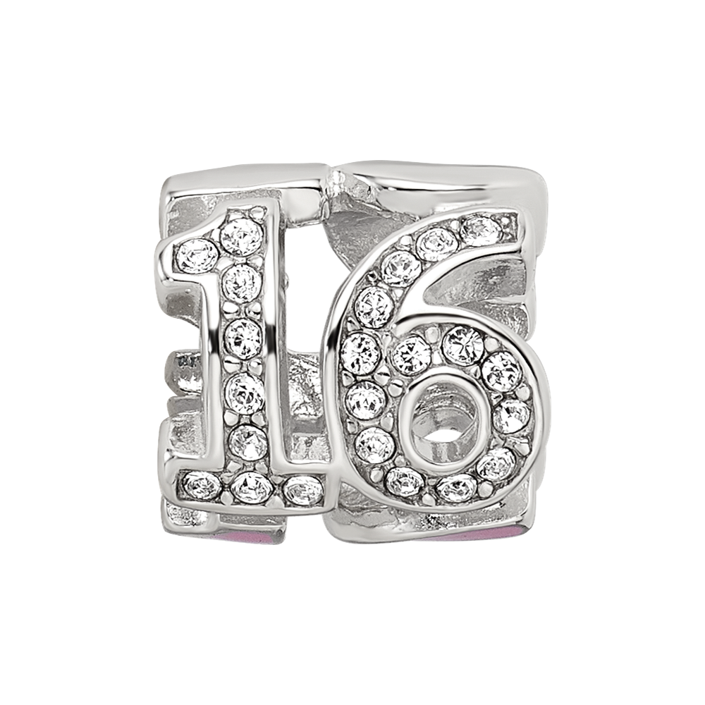 Sterling Silver Reflections Pink Enameled Crystal 16 Bead