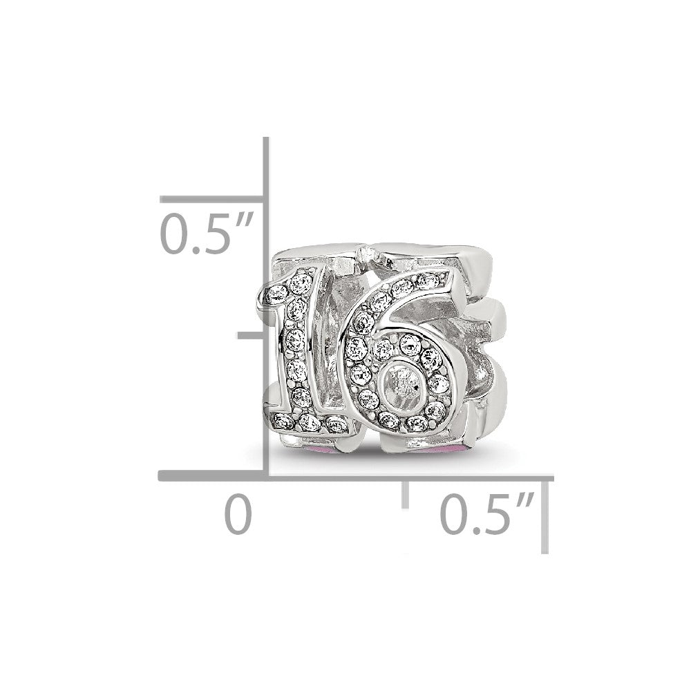 Sterling Silver Reflections Pink Enameled Crystal 16 Bead