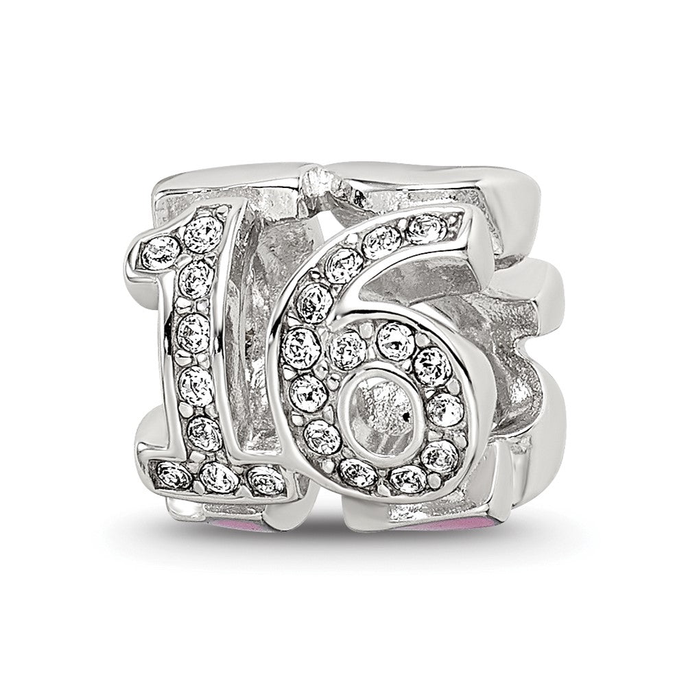 Sterling Silver Reflections Pink Enameled Crystal 16 Bead