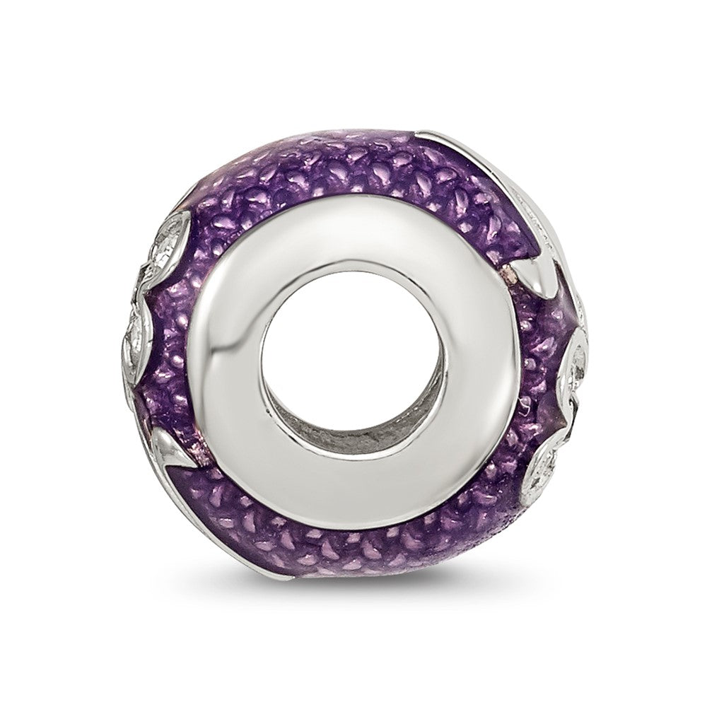 Sterling Silver Reflections Purple Enam with crystals Flower Bead