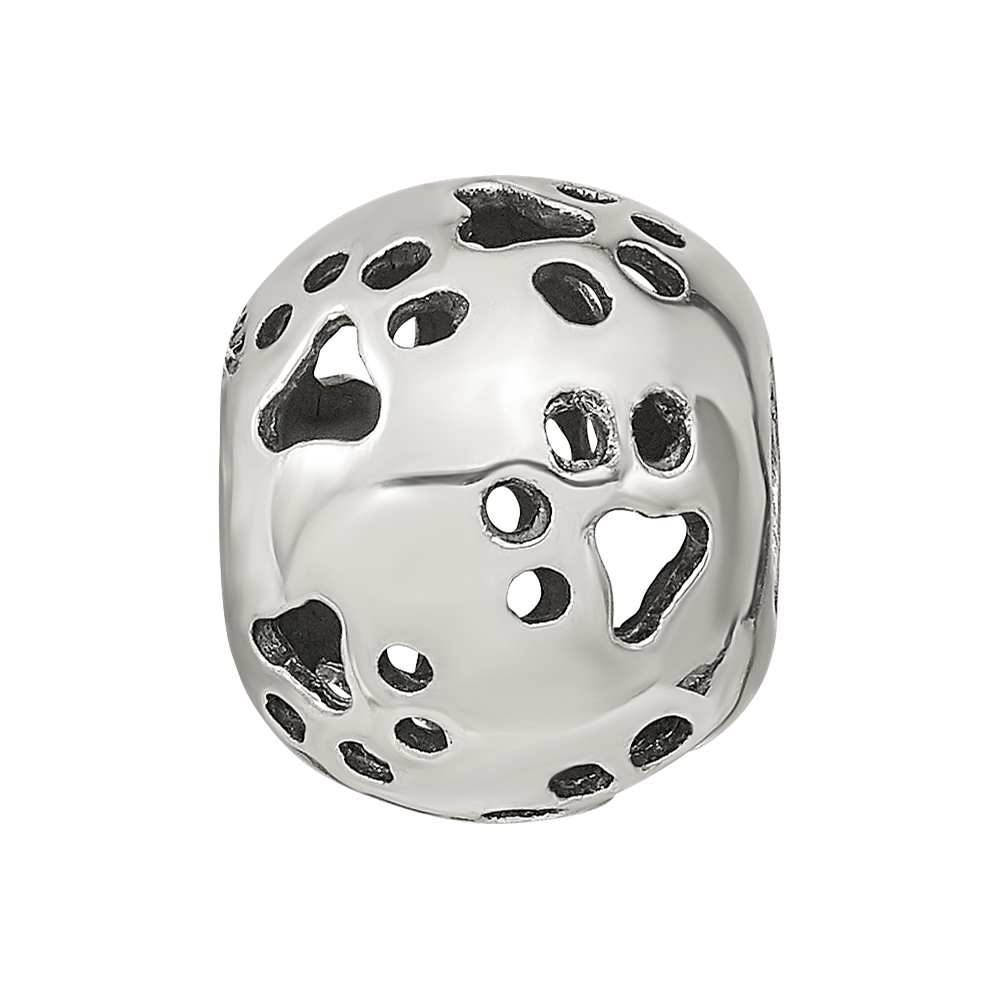 Sterling Silver Reflections Cutout Paw Prints Bead