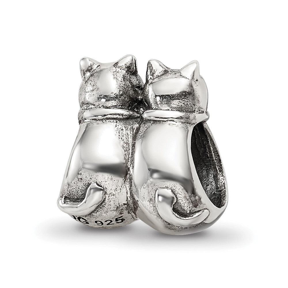 Sterling Silver Reflections Twin Cats Bead