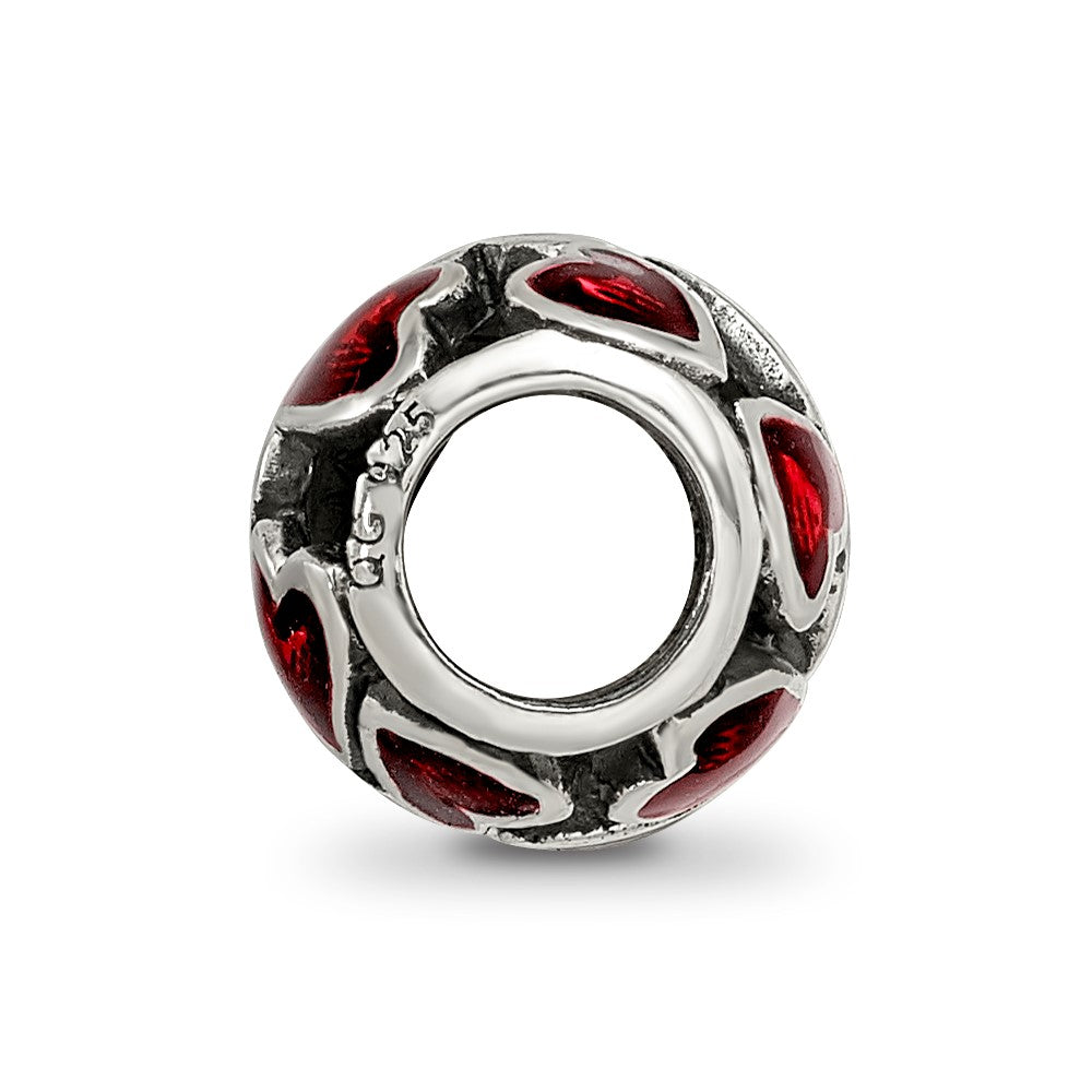 Sterling Silver Reflections Red Enamel Filigree Heart Bead