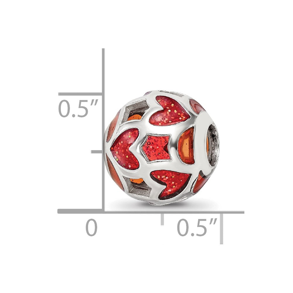 Sterling Silver Reflections Red Heart Enameled Bead