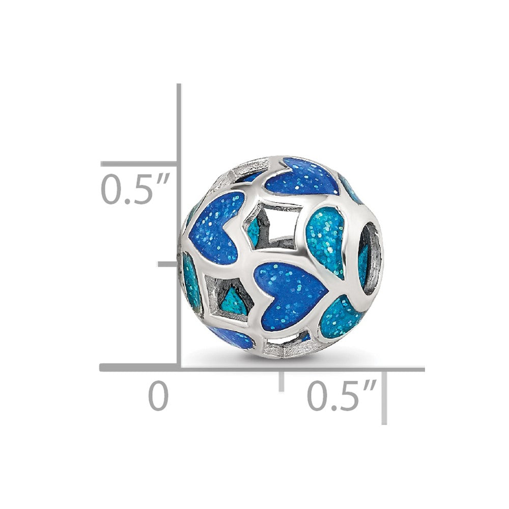 Sterling Silver Reflections Blue/Green Heart Enameled Bead