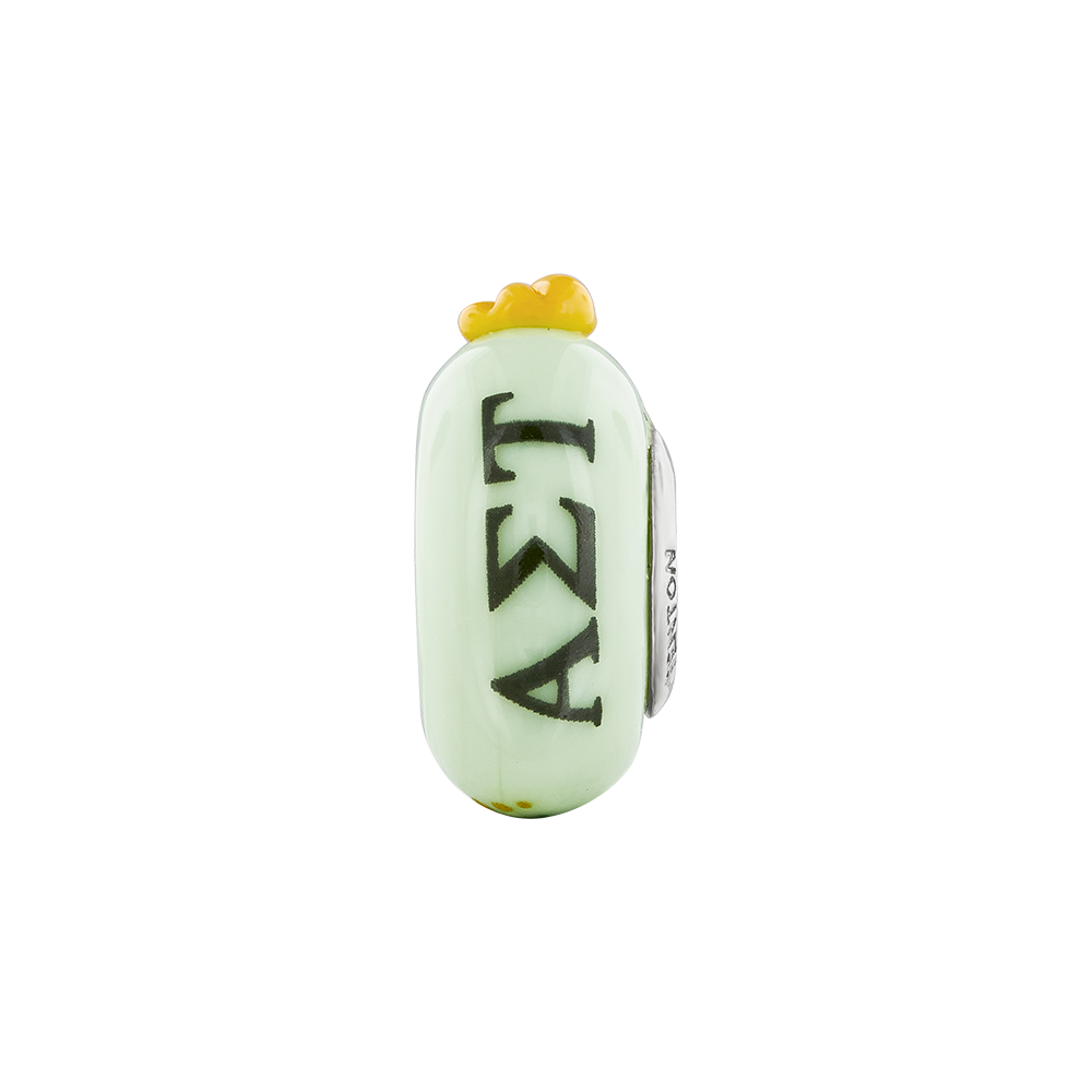 Ster.Silver Reflections Hand Painted Alpha Sigma Tau Fenton Glass Bead