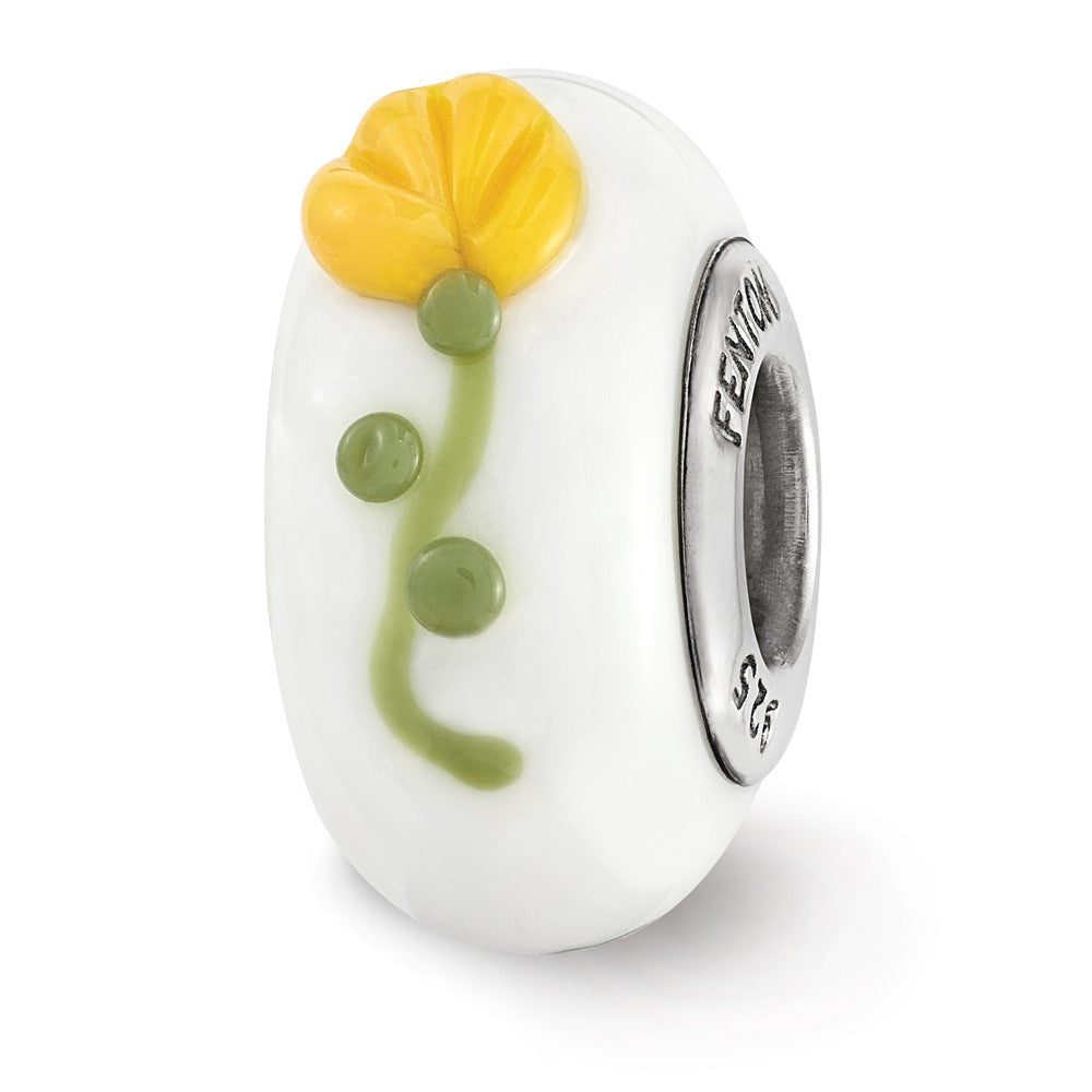 Ster.Silver Reflections Hand Painted Phi Sigma Sigma Fenton Glass Bead