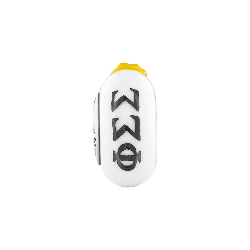 Ster.Silver Reflections Hand Painted Phi Sigma Sigma Fenton Glass Bead