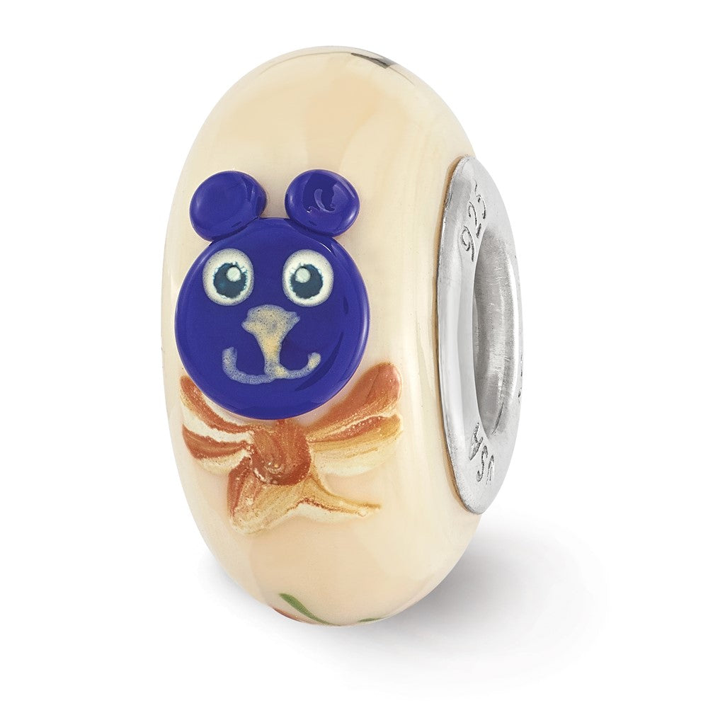 Ster.Silver Reflections Hand Painted Sigma Delta Tau Fenton Glass Bead