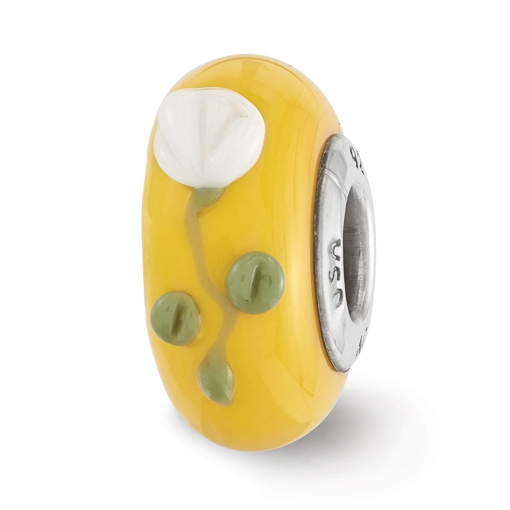 Ster.Silver Reflections Hand Painted Theta Phi Alpha Fenton Glass Bead