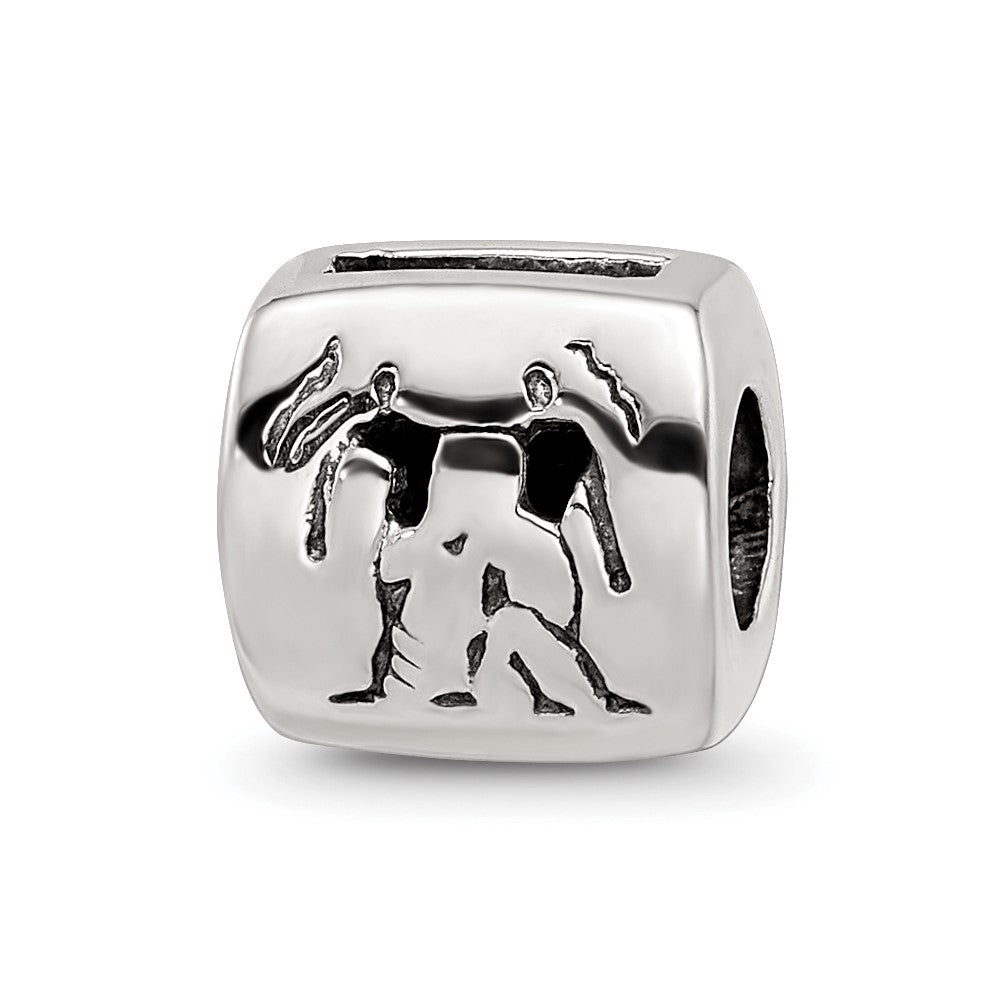 Sterling Silver Reflections Gemini Zodiac Antiqued Bead