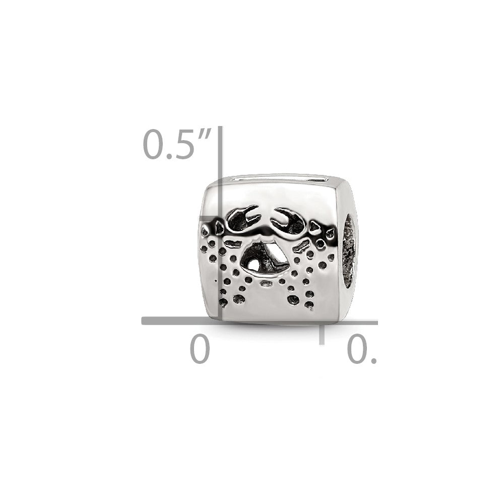 Sterling Silver Reflections Cancer Zodiac Antiqued Bead