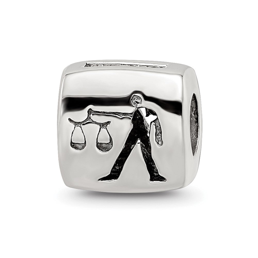 Sterling Silver Reflections Libra Zodiac Antiqued Bead