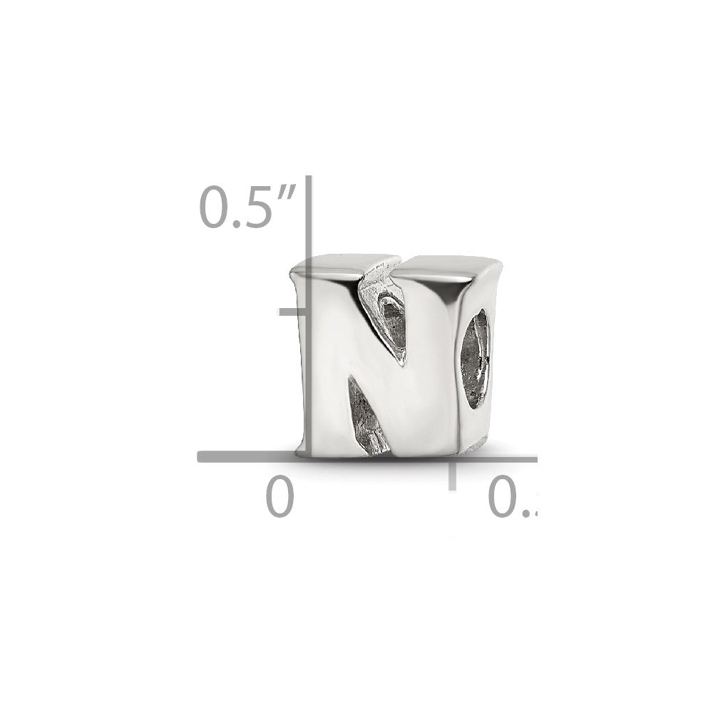 Sterling Silver Reflections Letter N Bead
