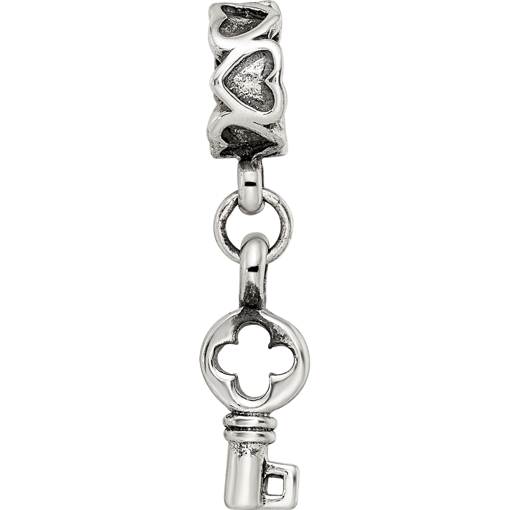 Sterling Silver Reflections Key Dangle with Hearts Bead