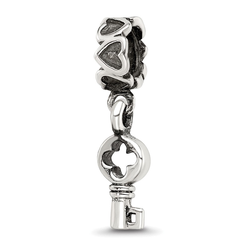 Sterling Silver Reflections Key Dangle with Hearts Bead