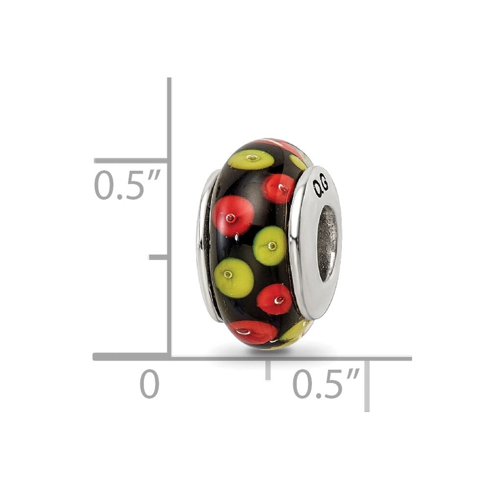 Sterling Silver Reflections Red/Black Hand-blown Glass Bead