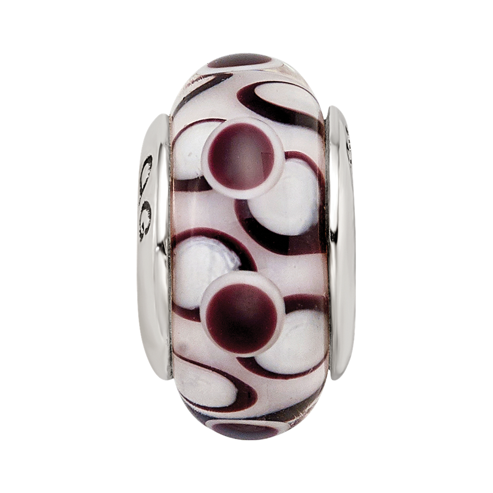 Sterling Silver Reflections Black Hand-blown Glass Bead