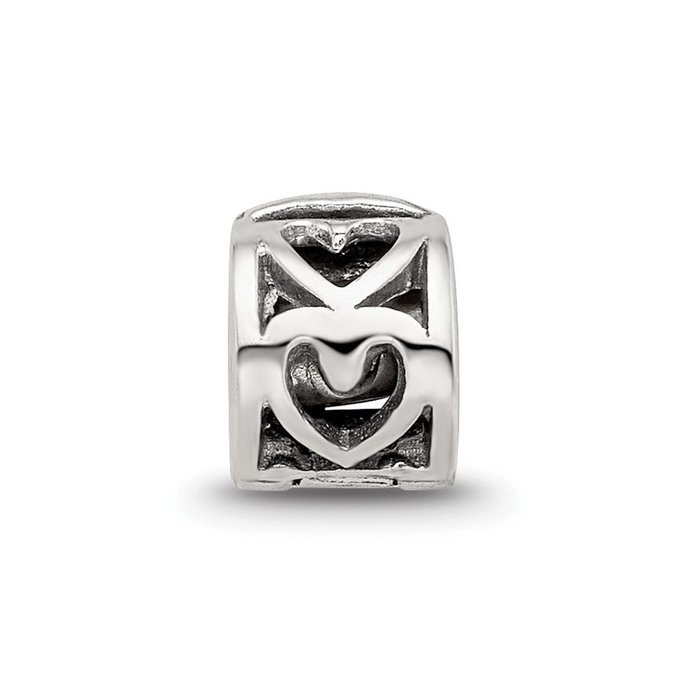 Kids Collection Sterling Silver Reflections Heart Pattern Clip Bead