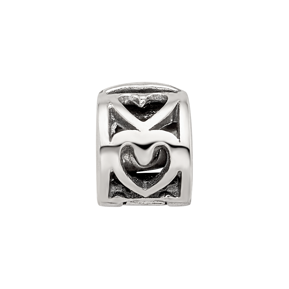 Kids Collection Sterling Silver Reflections Heart Pattern Clip Bead