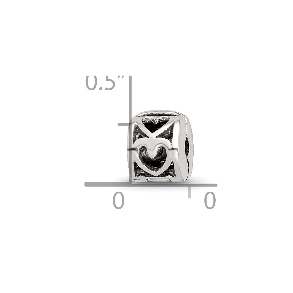 Kids Collection Sterling Silver Reflections Heart Pattern Clip Bead