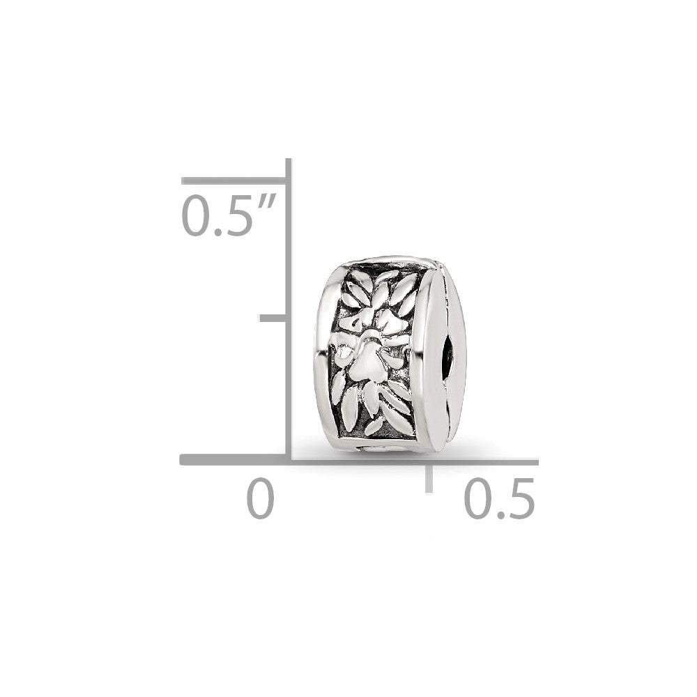 Kids Collection Sterling Silver Reflections Floral Pattern Clip Bead