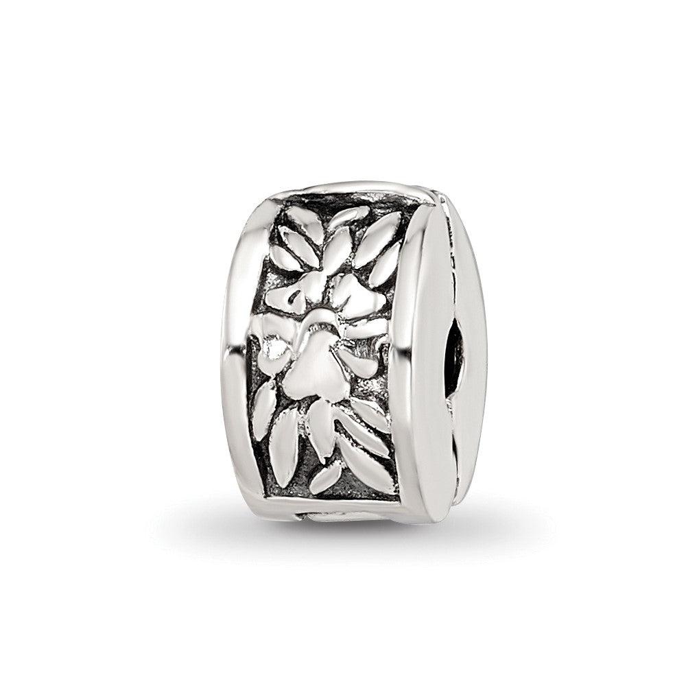 Kids Collection Sterling Silver Reflections Floral Pattern Clip Bead