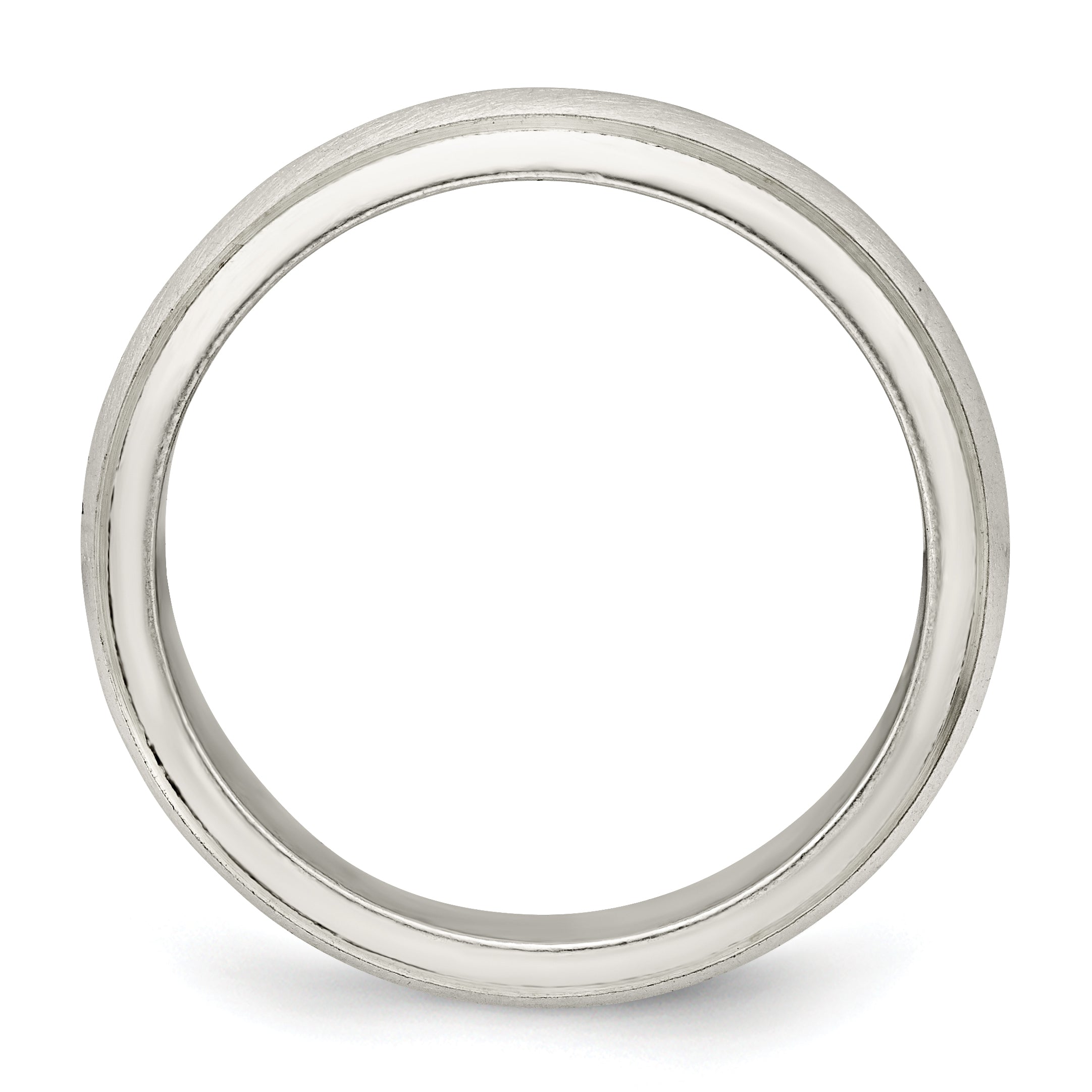 Sterling Silver 5mm Satin Half Round with Edge Lines Size 7 Band