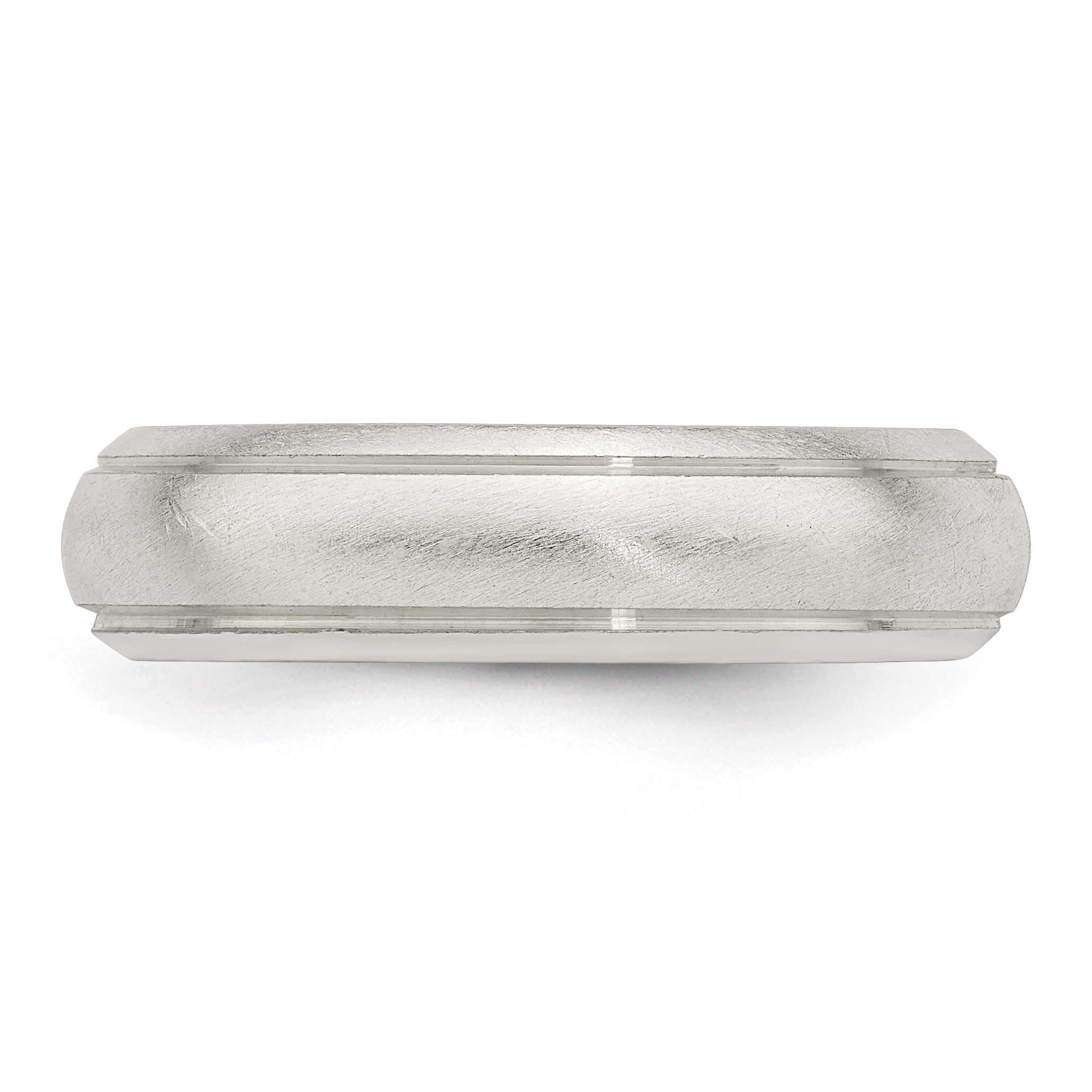Sterling Silver 5mm Satin Half Round with Edge Lines Size 7 Band
