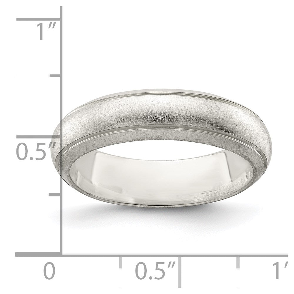 Sterling Silver 5mm Satin Half Round with Edge Lines Size 4 Band