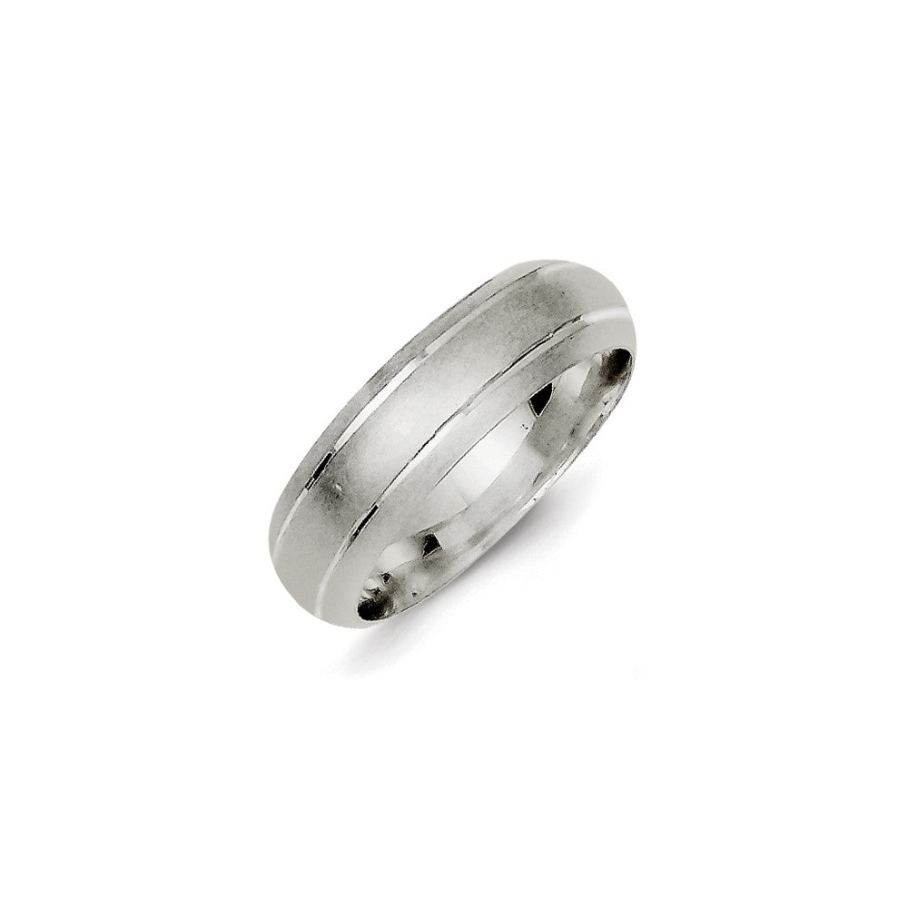 Sterling Silver 6mm Satin Finish Band Rhodium Size 9.5