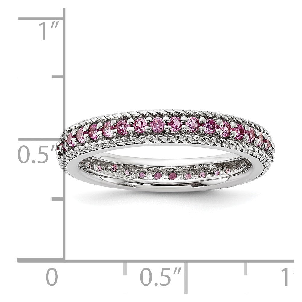 Sterling Silver Stack Exp Polished Created Pink Sapphire Eternity