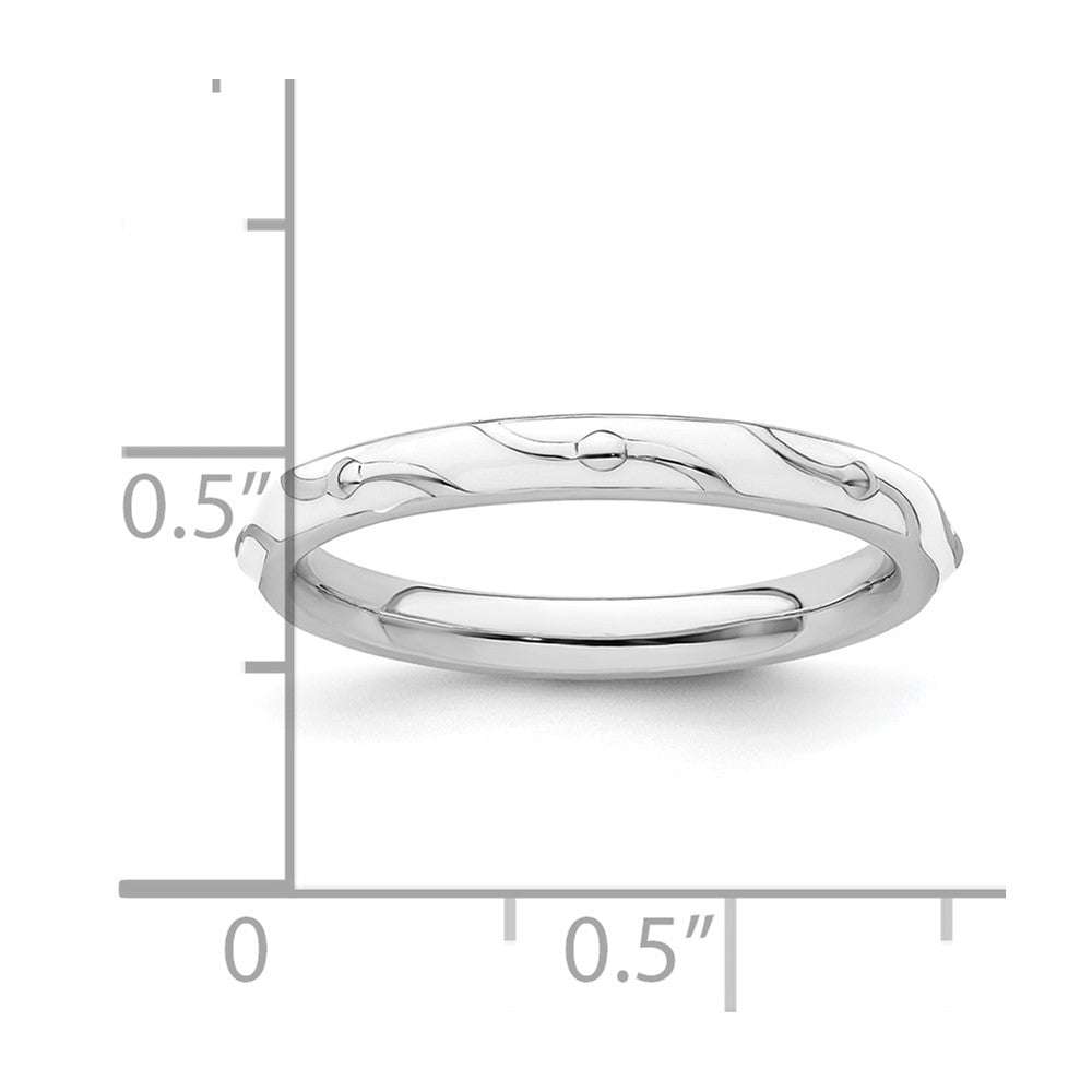 Sterling Silver Stackable Expressions White Enamel Ring