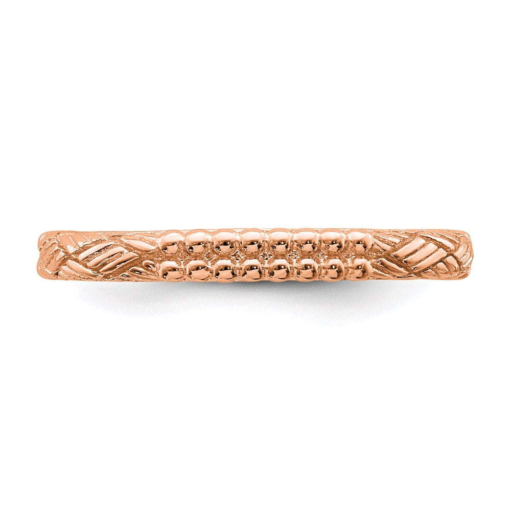 Sterling Silver Stackable Expressions Rose Gold-plated Patterned Ring