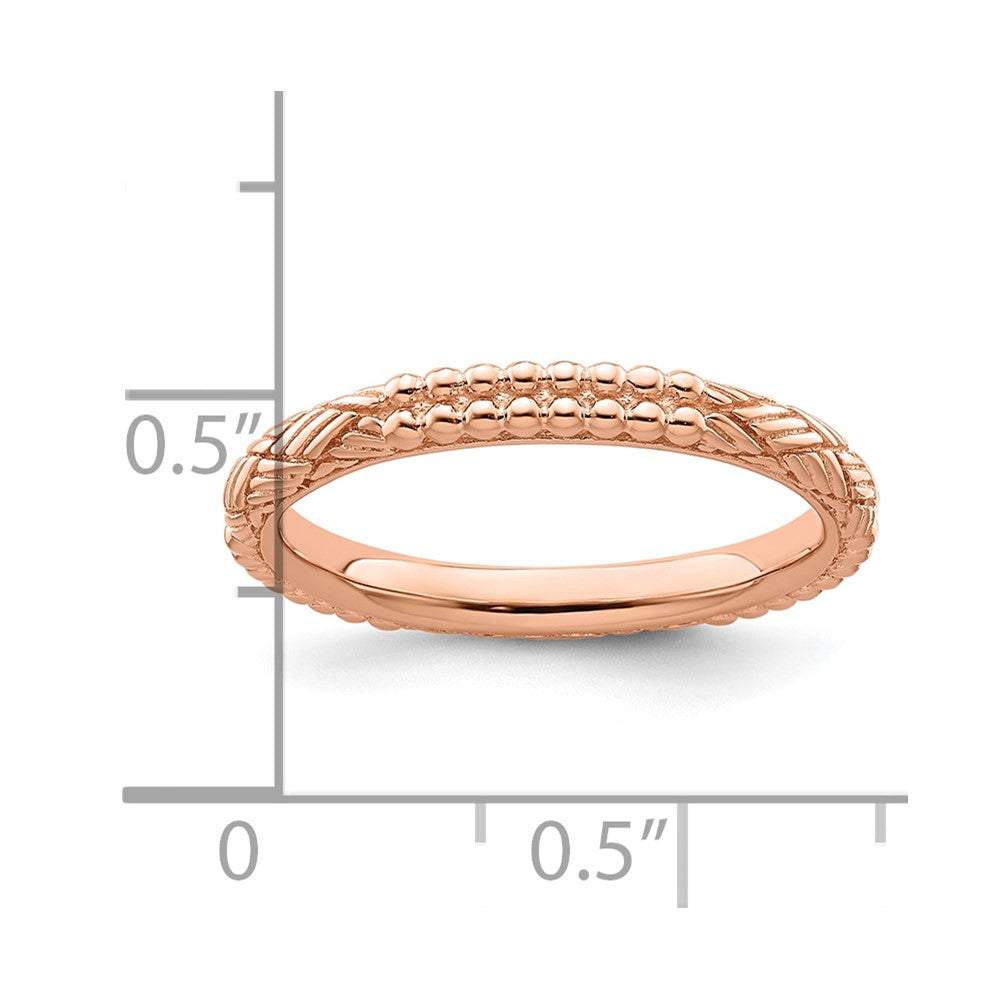 Sterling Silver Stackable Expressions Rose Gold-plated Patterned Ring