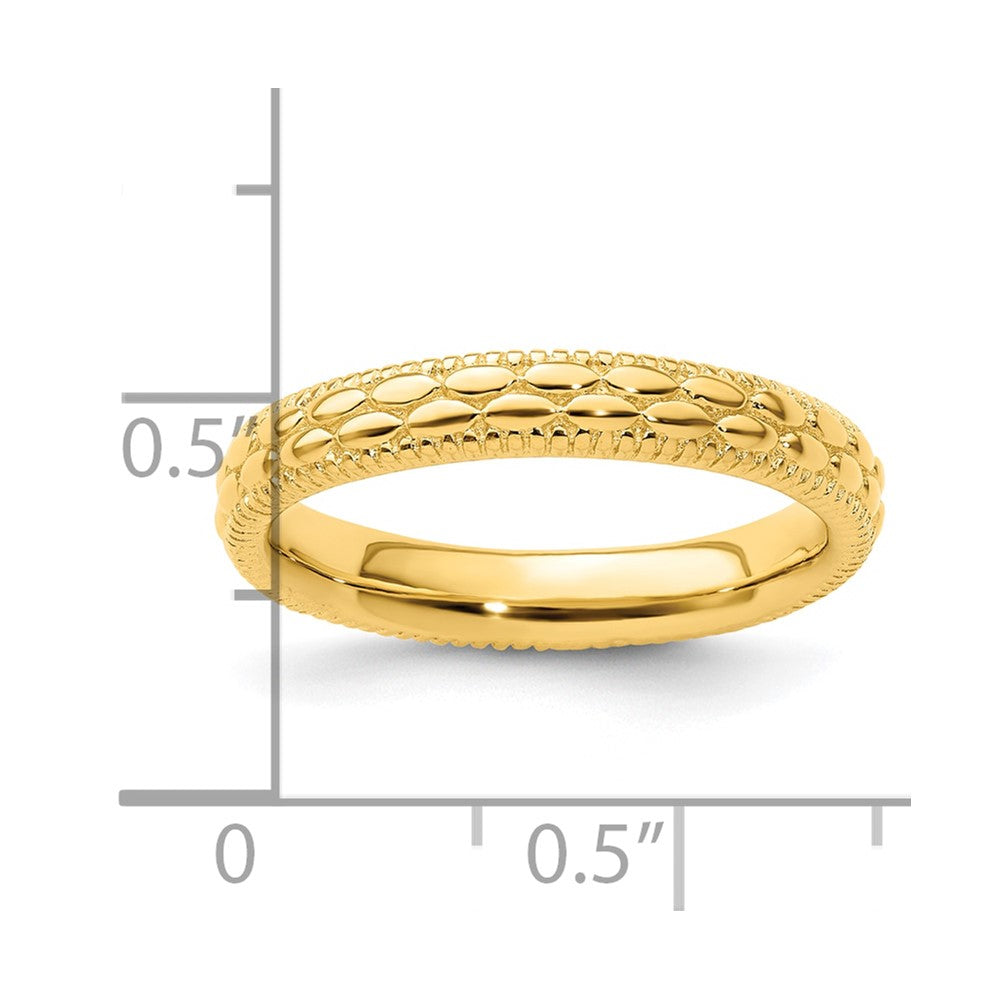 Sterling Silver Stackable Expressions Gold-plated Patterned Ring