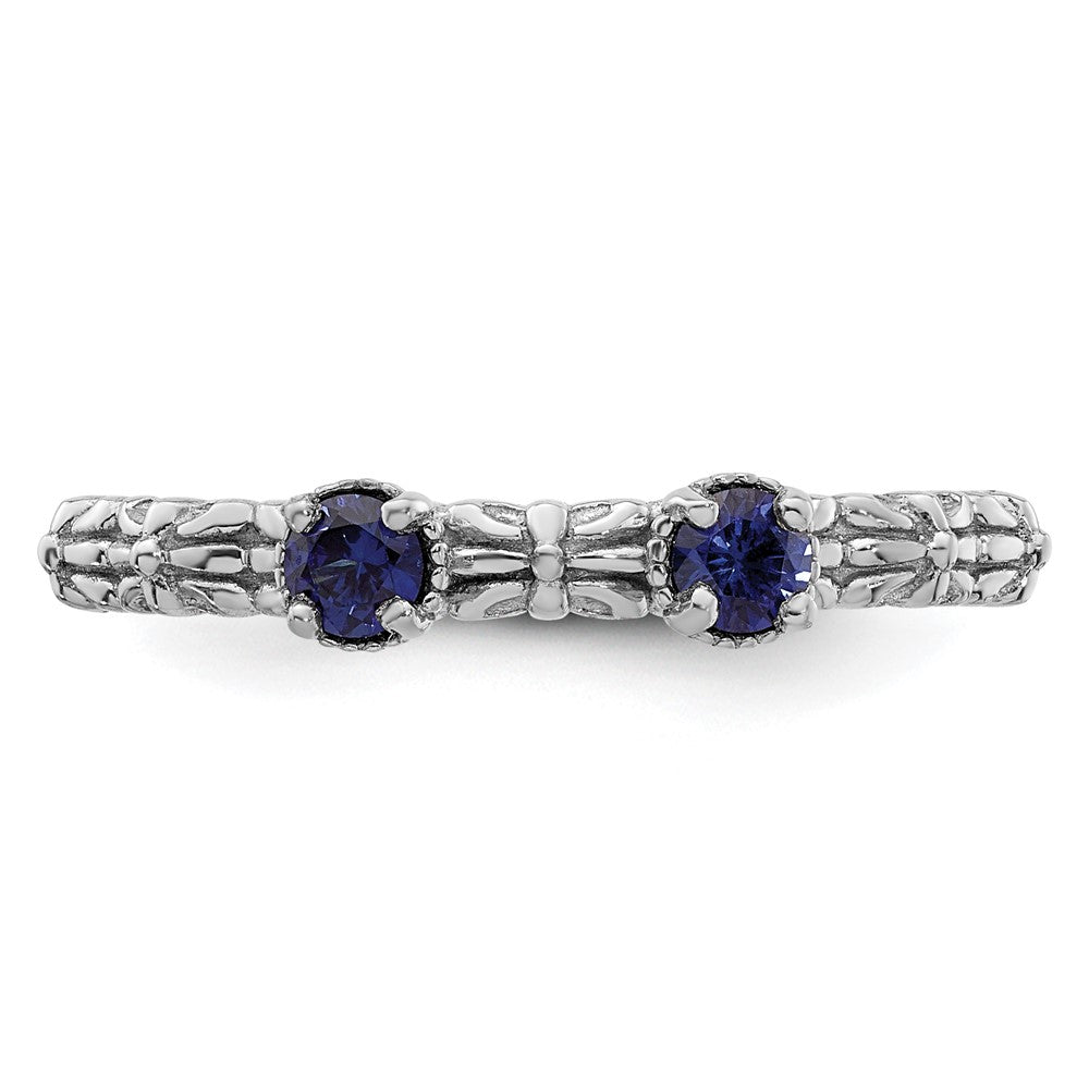 Sterling Silver Stackable Expressions Created Sapphire Two Stone Ring