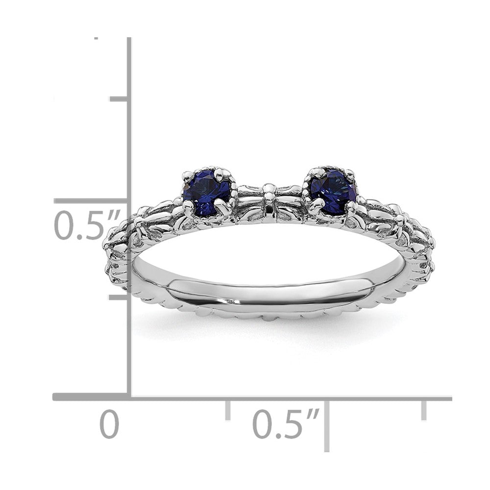 Sterling Silver Stackable Expressions Created Sapphire Two Stone Ring
